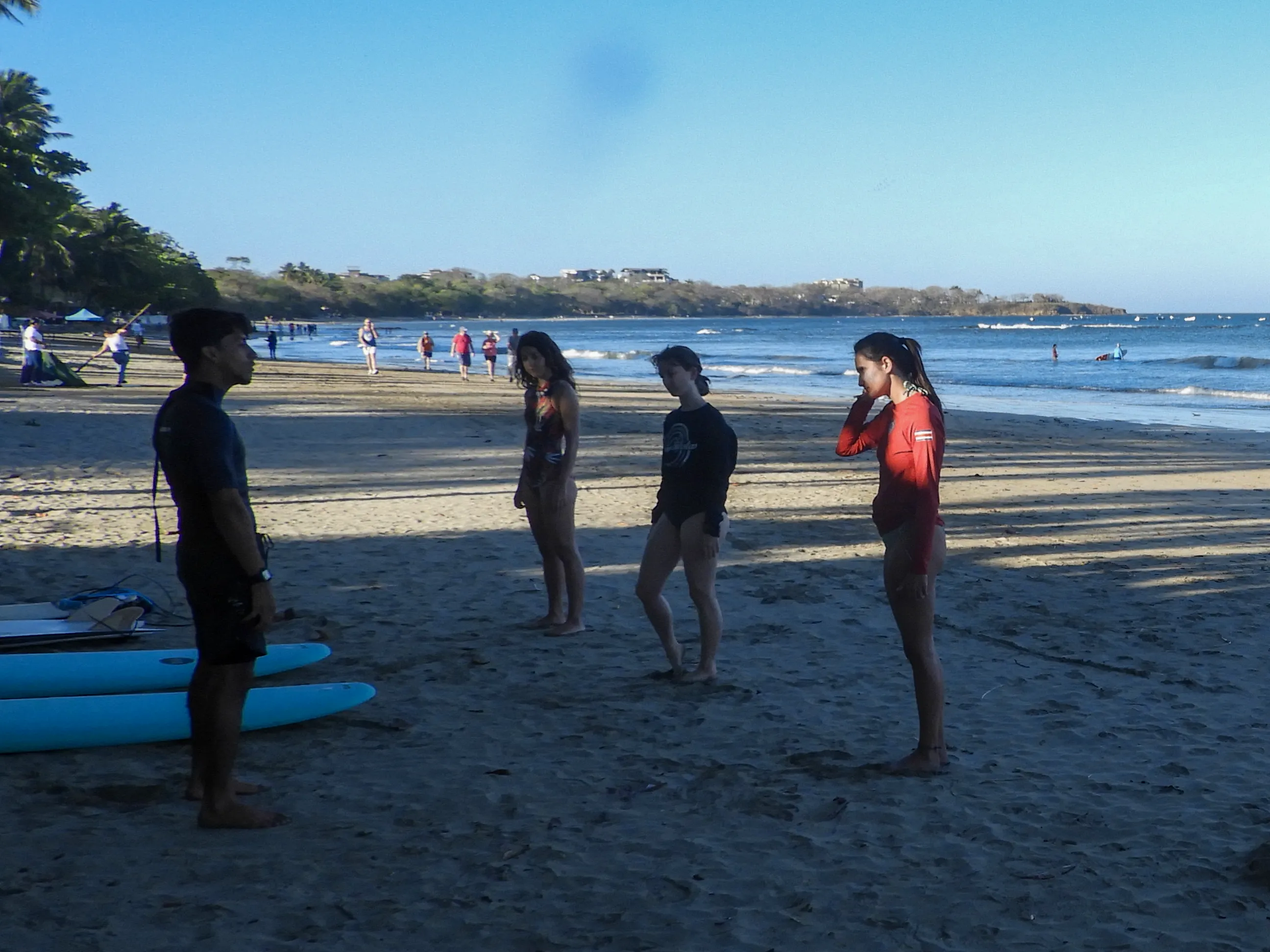 Group surf session at The Backside House Tamarindo